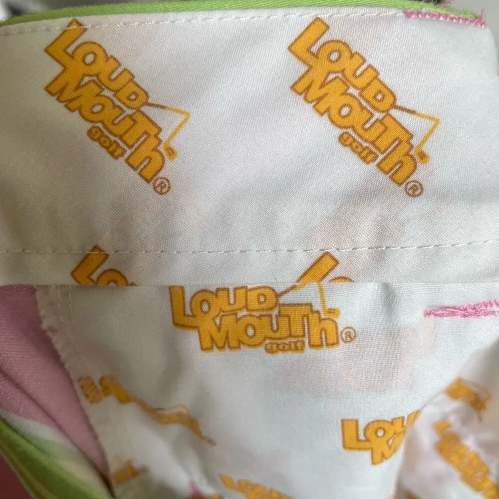 Loudmouth Mens Bermuda Golf Short 38 Pastel Striped Flat-Front Cotton 11” Inseam
